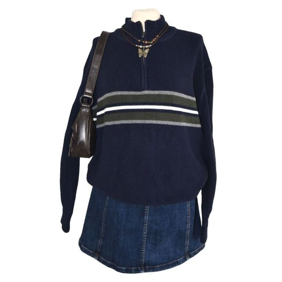 Eddie Bauer Dad 90s College Half Zip Sweater Grandpacore XL - Picture 1 of 5